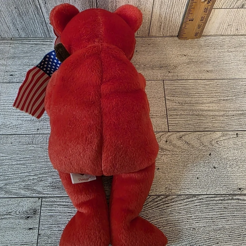Ty Thomas Beanie Babies Red Bear with American Flag